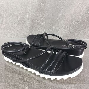 Marc Fisher Sandals Womens 7.5 Black Joylyn Strappy Sport Flat Shoes